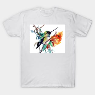 Cute Hummingbird and Orange Flower T-Shirt